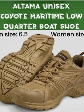 Altama Unisex Coyote Maritime Low Quarter Boat Shoe ~ Men: 6.5 ~ Women: 8
